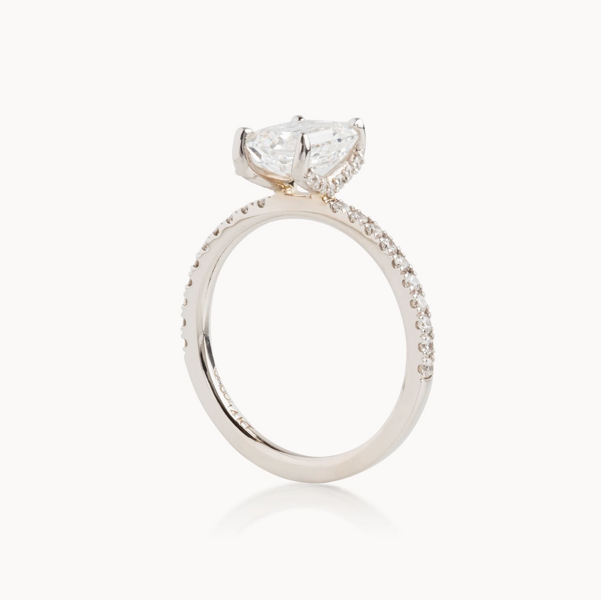 Emerald Cut Diamond Italian Pave Design with Diamonds on Prongs- Choice of.50ct /.80ct/ 1.00ct or 1.20ct - Hidden Halo