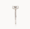 Emerald Cut Diamond Italian Pave Design with Diamonds on Prongs- Choice of.50ct /.80ct/ 1.00ct or 1.20ct - Hidden Halo