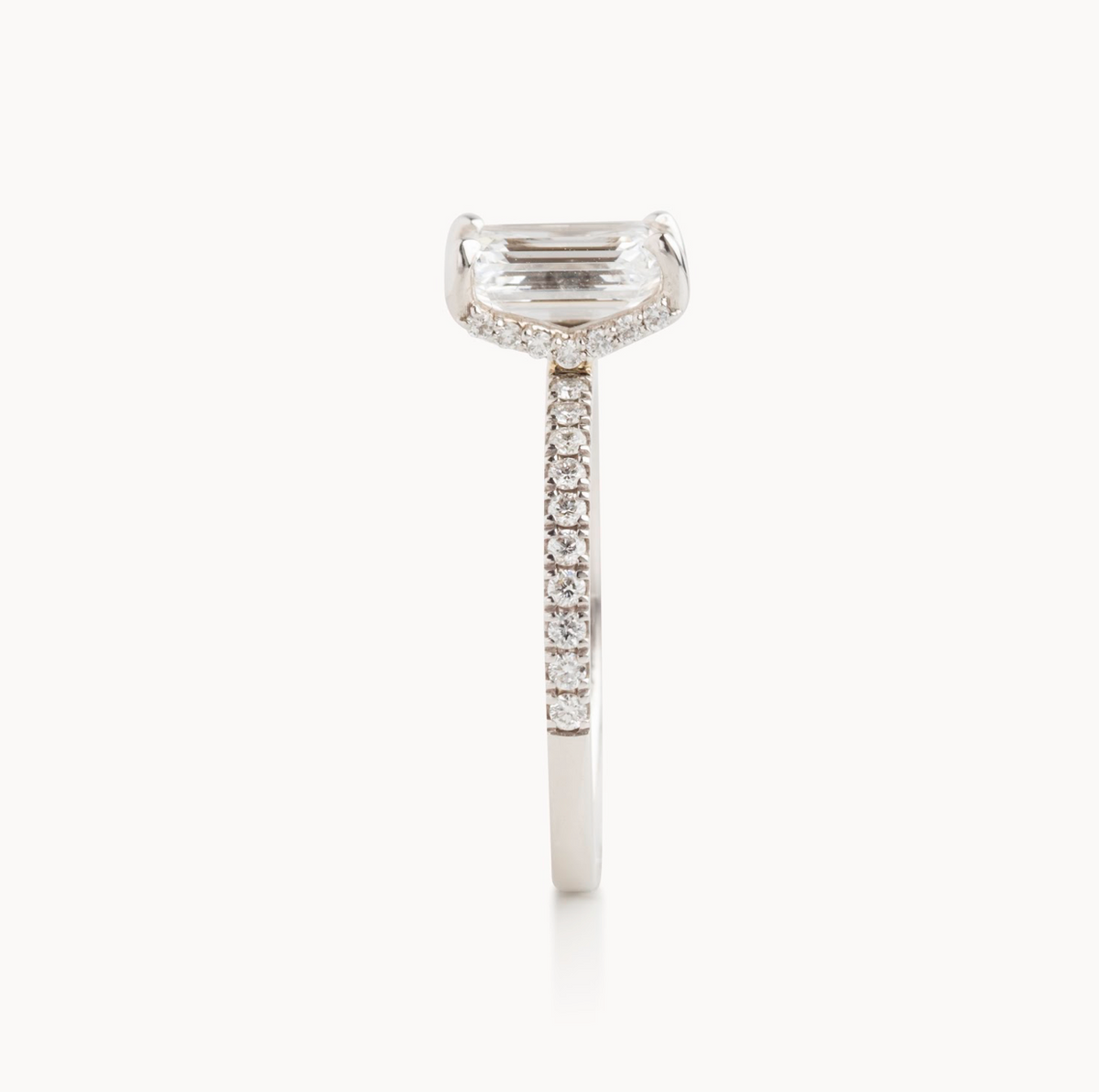 Emerald Cut Diamond Italian Pave Design with Diamonds on Prongs- Choice of.50ct /.80ct/ 1.00ct or 1.20ct - Hidden Halo