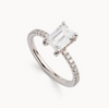 Emerald Cut Diamond Italian Pave Design with Diamonds on Prongs- Choice of.50ct /.80ct/ 1.00ct or 1.20ct - Hidden Halo