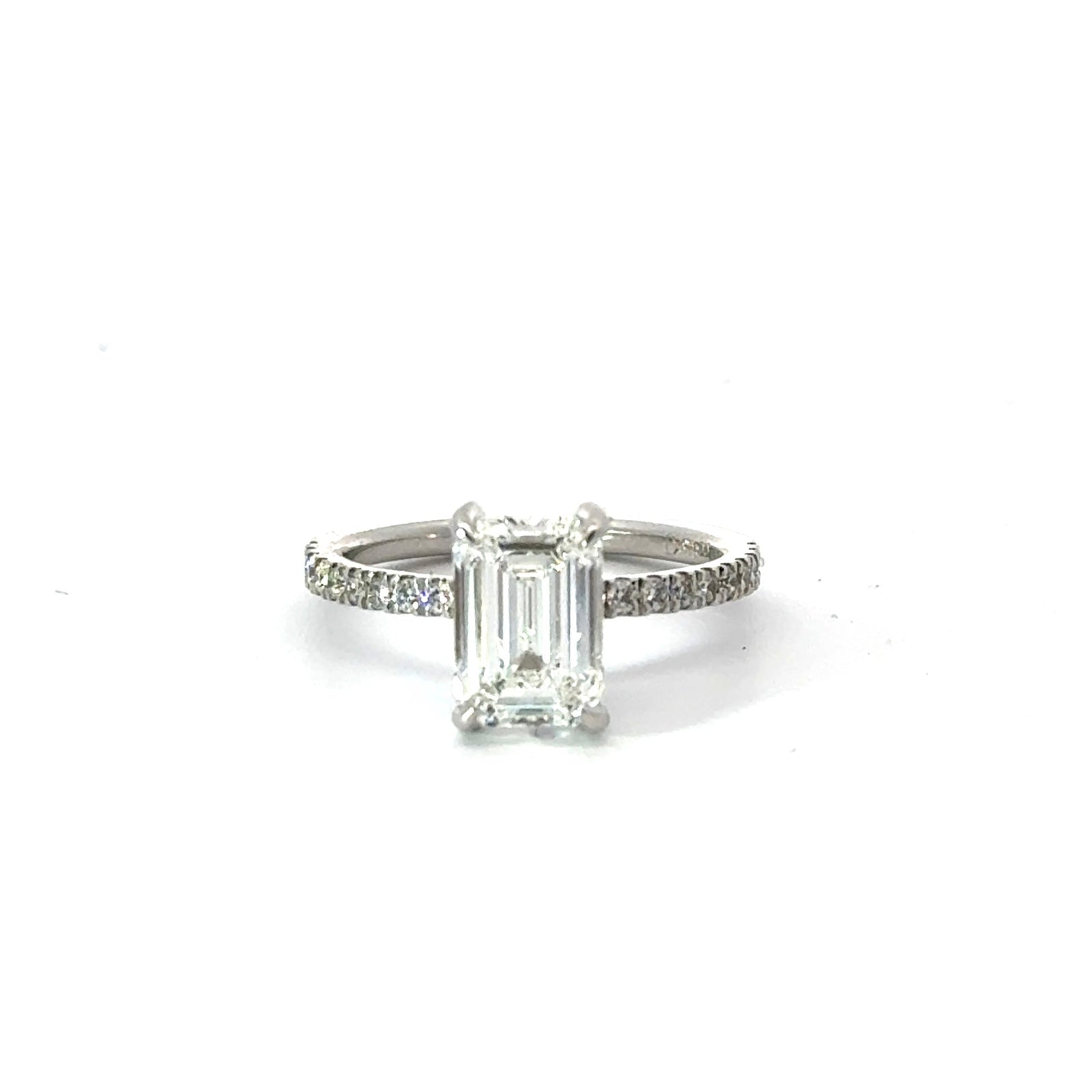 Emerald Cut Diamond- Italian Pave Non-Cathedral Design-Choice of.50ct /.80ct / 1.00ct or 1.20ct Centre Diamond - Hidden