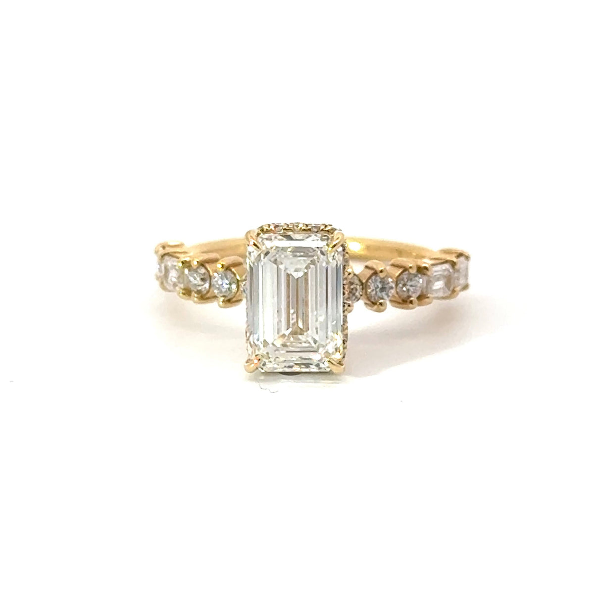 Emerald Cut Diamond - Multi Shape Design with Reverse Halo -Choice of.50ct /.80ct / 1.00ct or 1.20ct - Hidden Halo