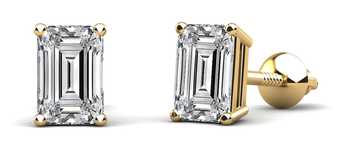 Emerald Cut Diamond Stud Earrings – view 3 of 3