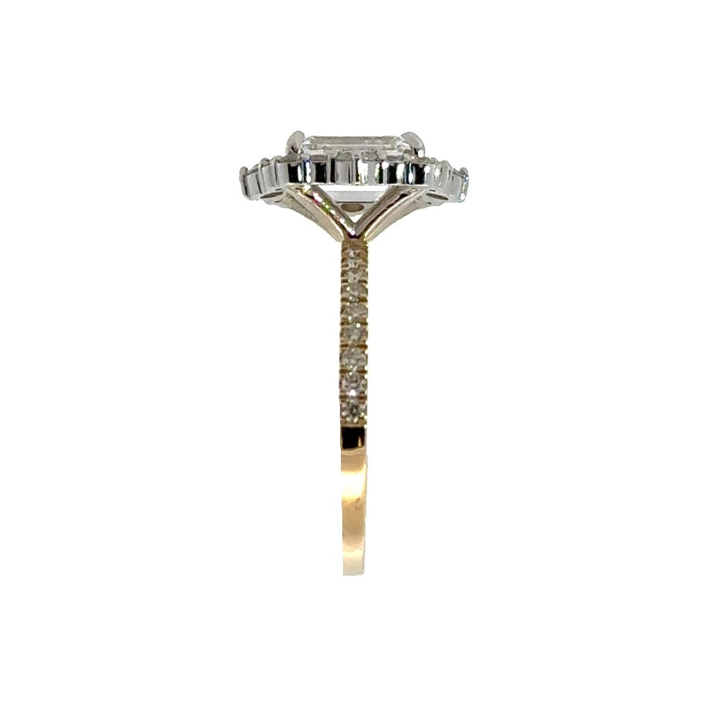 Emerald Cut Diamond Vinatge Inspired Halo Design- Choice of.50ct /.80ct / 1.00ct or 1.20ct Centre Diamond - Halo