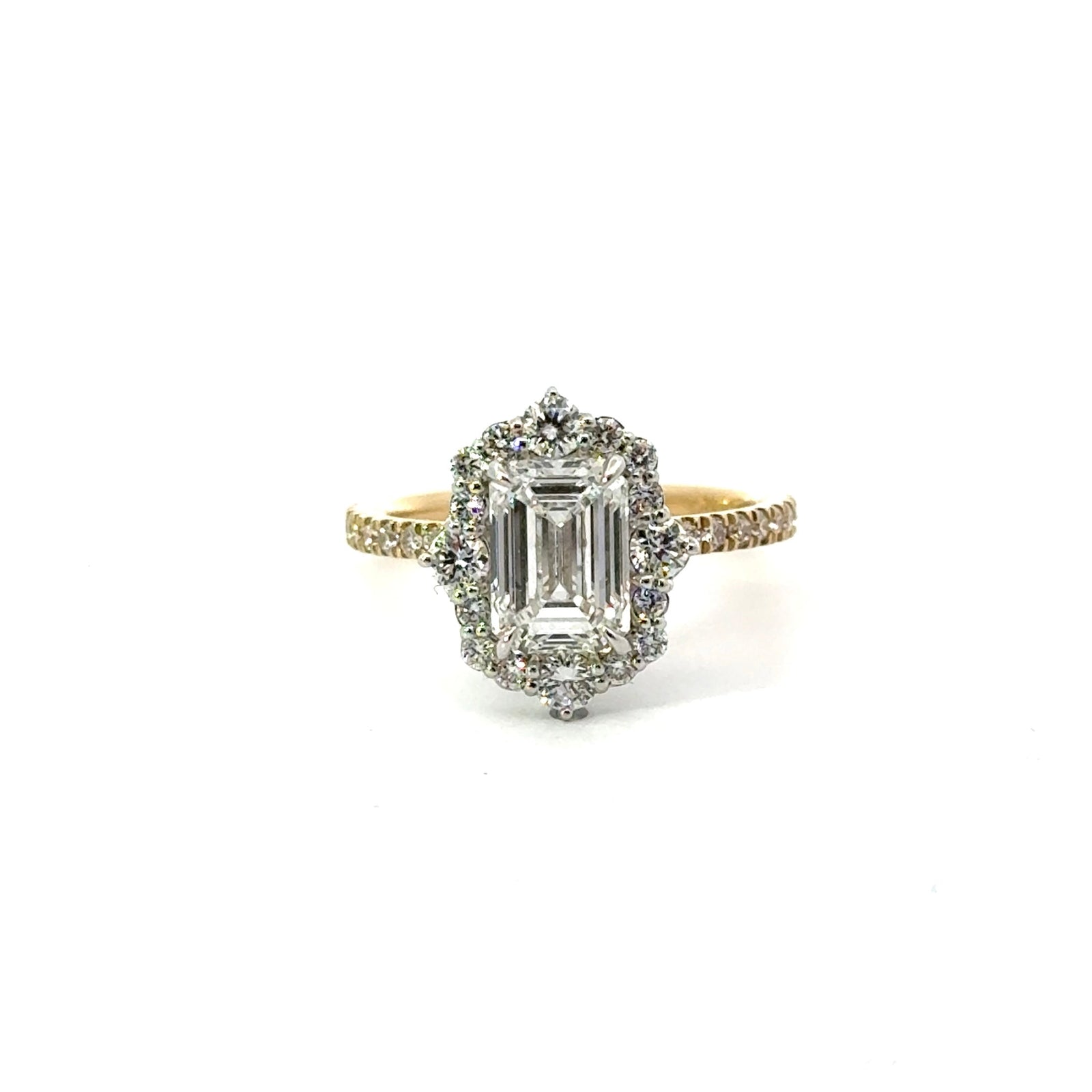 Emerald Cut Diamond Vinatge Inspired Halo Design- Choice of.50ct /.80ct / 1.00ct or 1.20ct Centre Diamond - Halo