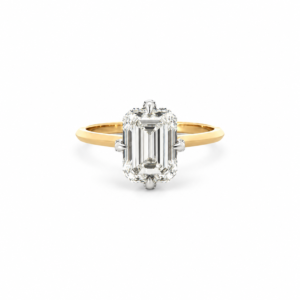 Emerald lab diamond engagement ring, 1.50mm knife edge design – view 1 of 3
