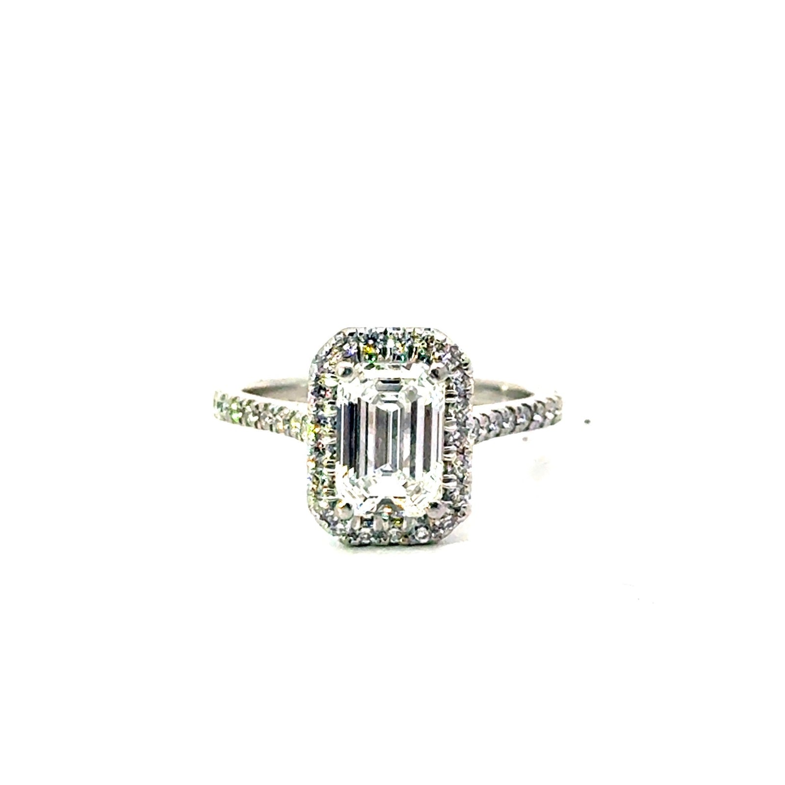 Emerald Cut Lab Diamond - Classic Halo Design with Italian Pave Shank - Available in 1.00ct - 7.00ct - Hidden Halo