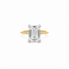 Emerald lab diamond engagement ring, diamond encrusted prongs – view 1 of 3