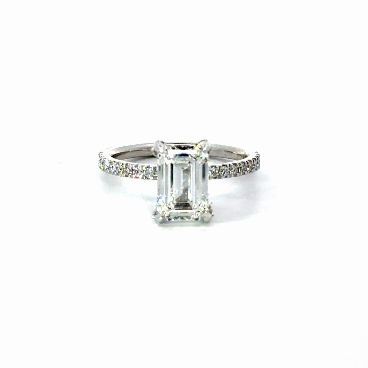 Emerald Cut Lab Diamond- Diamond Encrusted Prongs - Available in 1.00ct - 7.00ct - Hidden Halo Reverse Halo Lab Diamonds