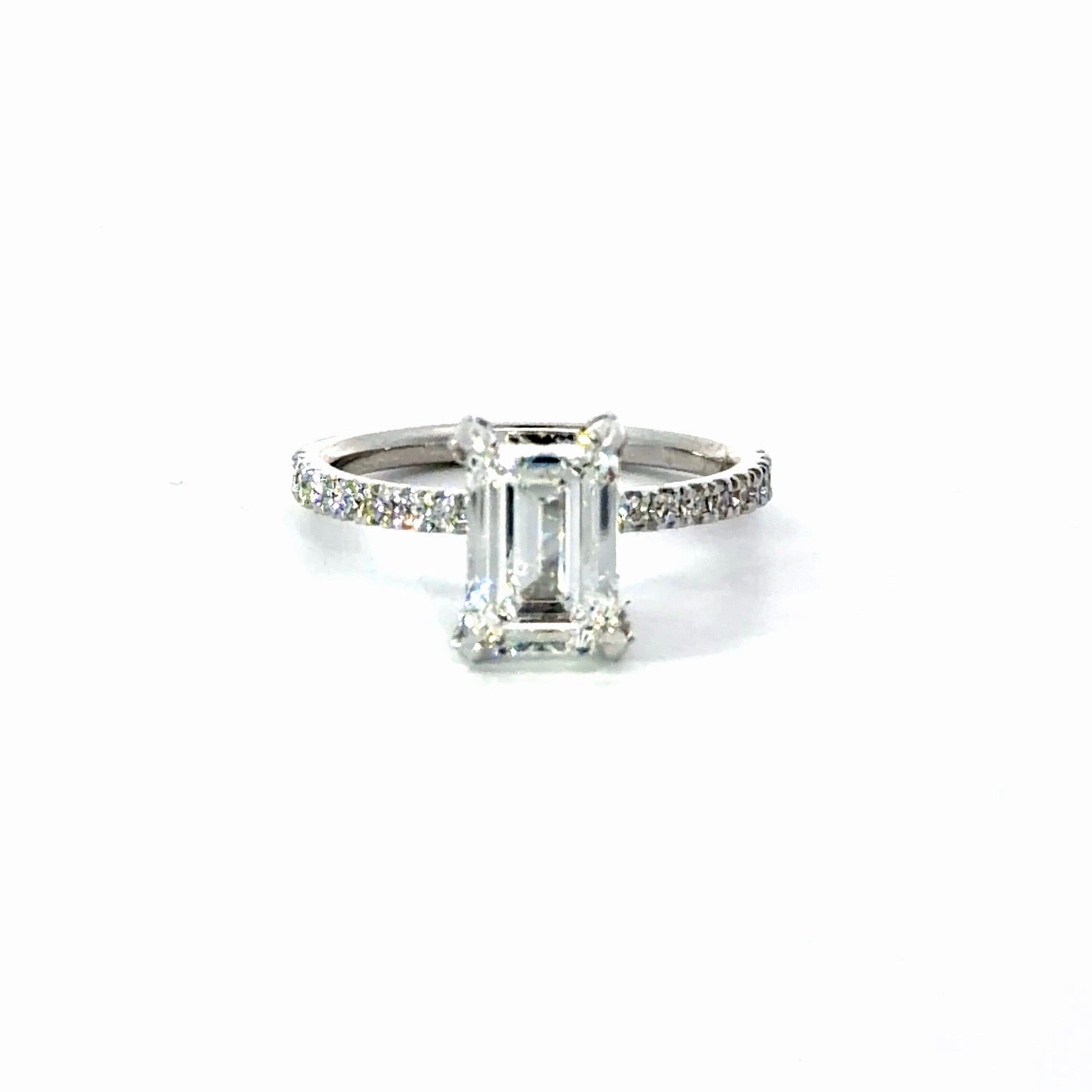 Emerald Cut Lab Diamond- Diamond Encrusted Prongs - Available in 1.00ct - 7.00ct - Hidden Halo Reverse Halo Lab Diamonds