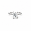 Emerald lab diamond engagement ring, diamond encrusted prongs – view 1 of 3