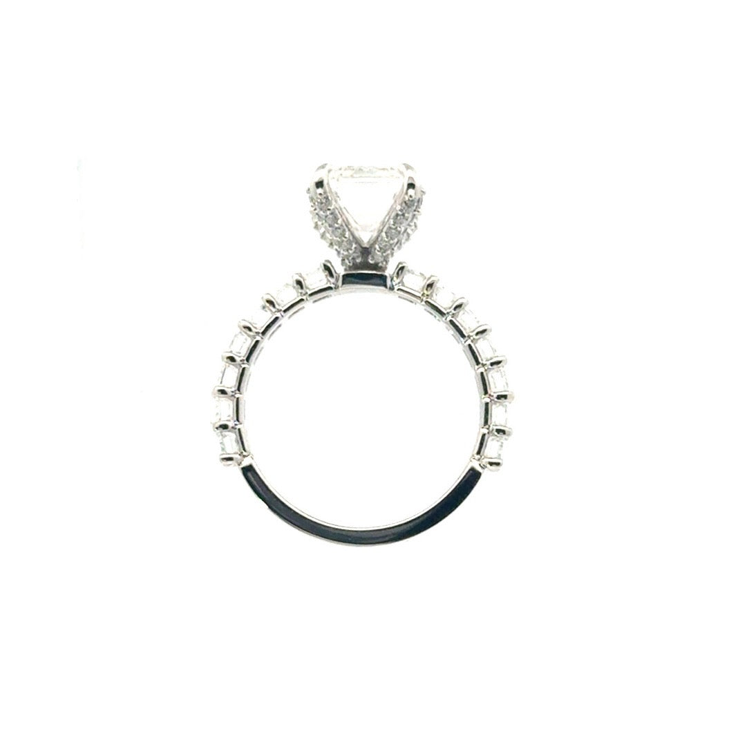 Emerald lab diamond engagement ring, illusion shank – view 4 of 4