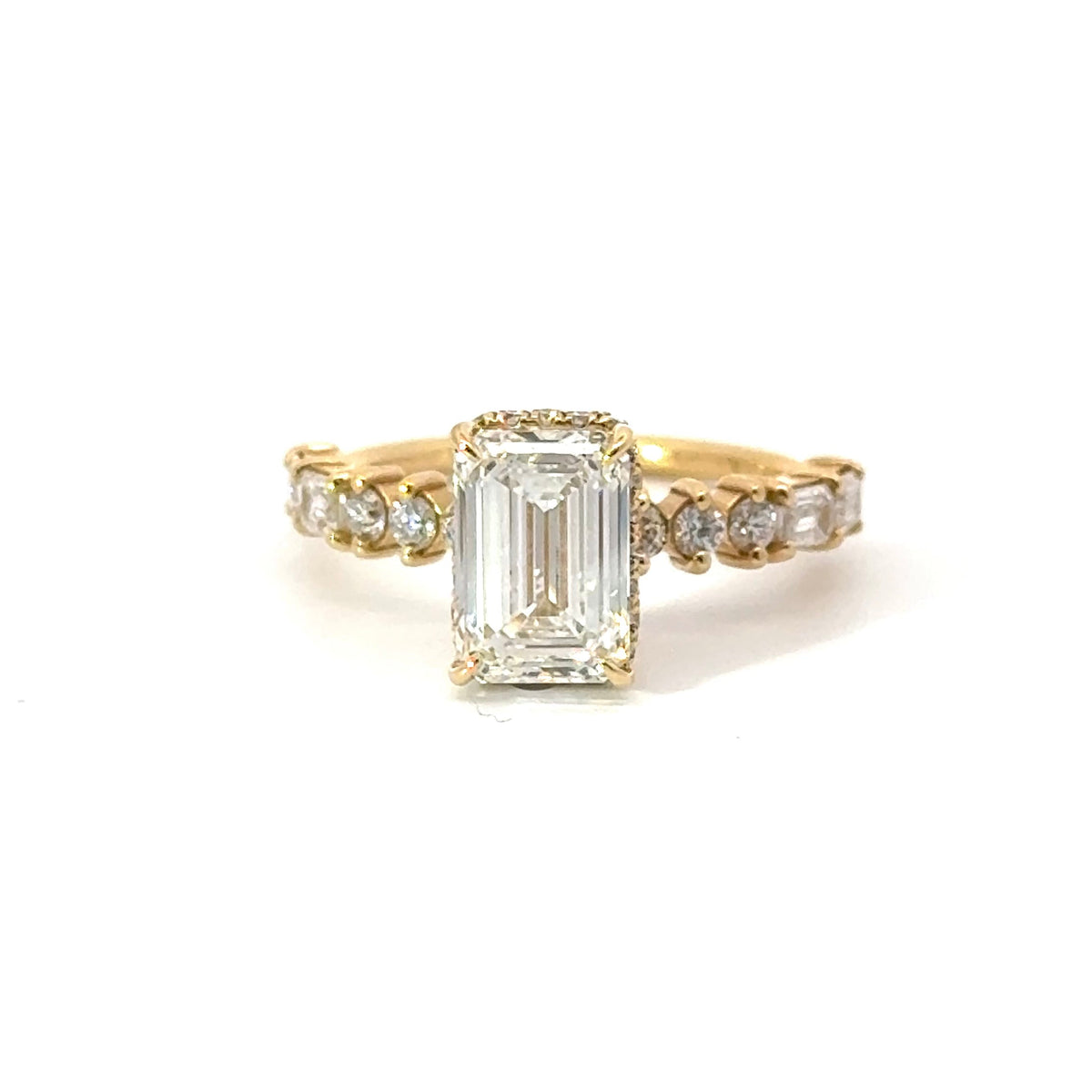 Emerald Cut Lab Diamond - Multi Shape Design with Reverse Halo -Available in 1.00ct - 7.00ct - Hidden Halo Reverse Halo