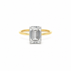 Emerald lab diamond engagement ring, reverse halo/ 1.50mm tube shank design – view 1 of 3