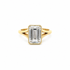 Emerald lab diamond engagement ring, split shank – view 1 of 3