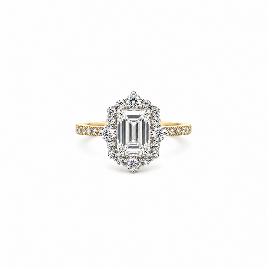 Emerald Cut Lab Diamond - Vintage Inspired Halo Design- Available in 1.00ct - 7.00ct - Halo Lab Diamonds