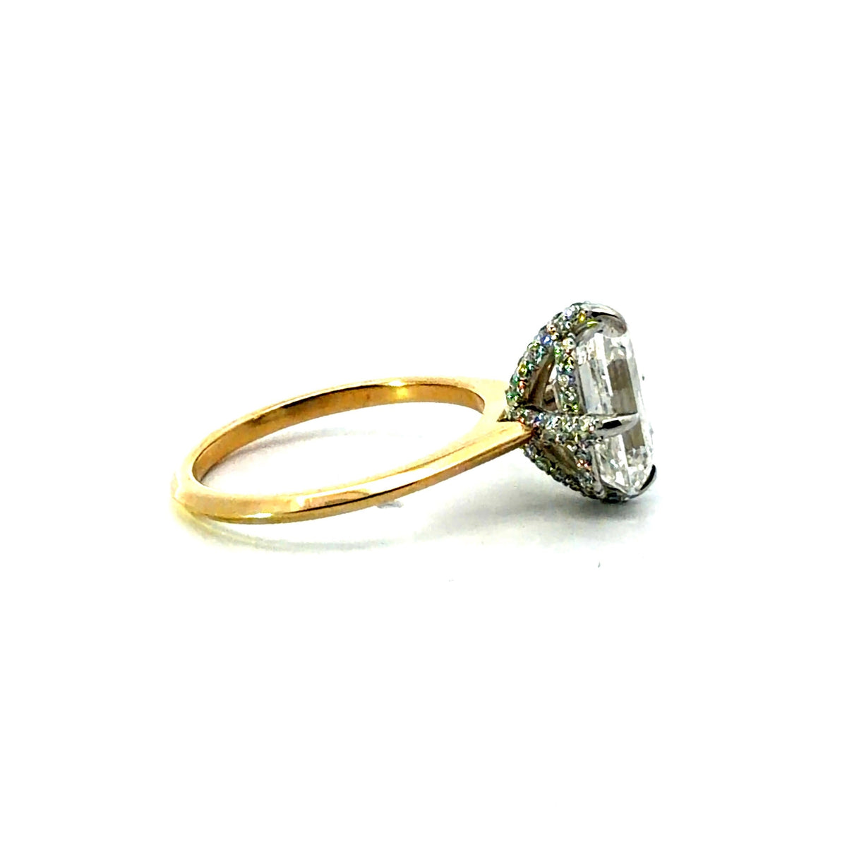 Emerald natural diamond engagement ring, 1.50mm knife edge design – view 2 of 3