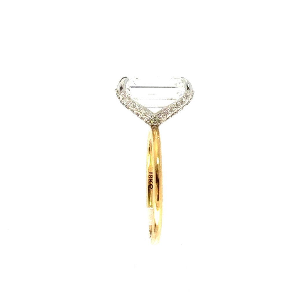 Emerald natural diamond engagement ring, diamond encrusted prongs – view 2 of 3
