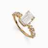 Emerald natural diamond engagement ring, multi shape design with reverse halo – view 4 of 5