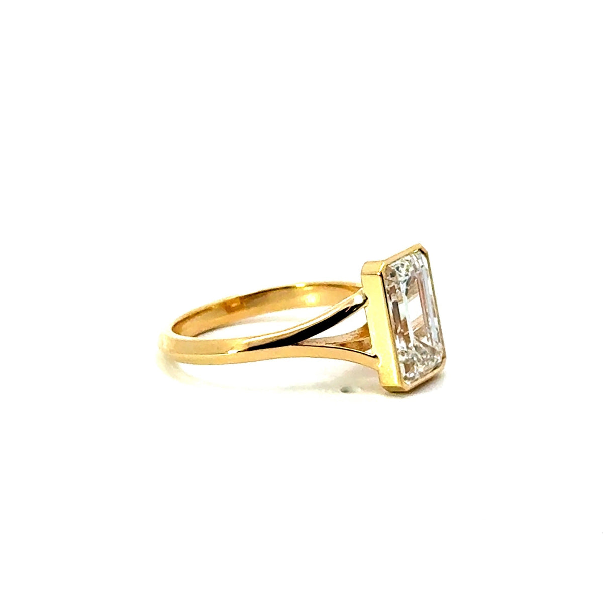 Emerald natural diamond engagement ring, split shank – view 2 of 3