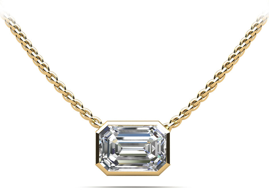 Evening Emerald Diamond Pendant- Choice of Natural or Lab Diamonds -.40ct to 1.00ct - Lab Natural Necklace