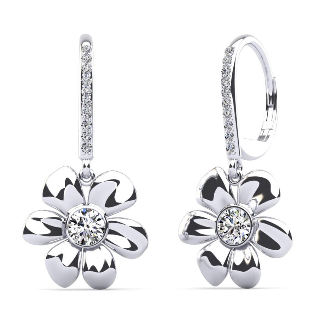 Floral Diamond Drop Earrings- Choice of Lab or Natural Diamonds -.35ct to 1.14ct TW - Lab or Natural Diamond Earrings