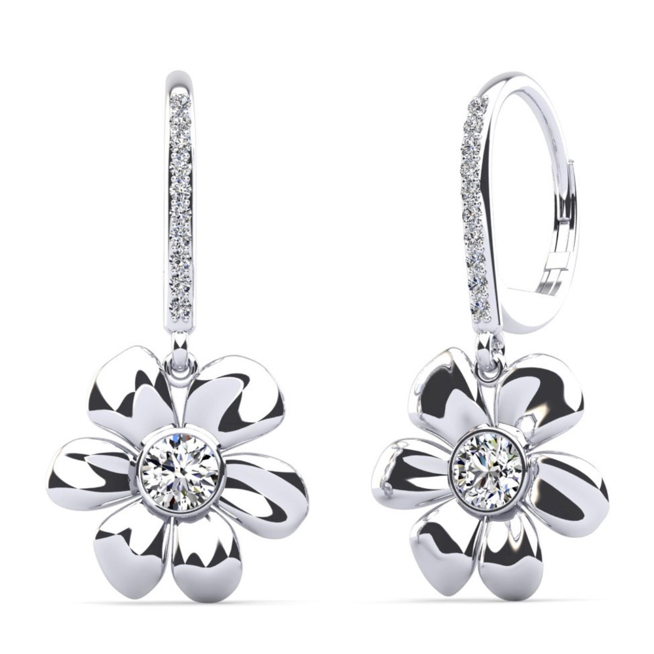 Floral Diamond Drop Earrings- Choice of Lab or Natural Diamonds -.35ct to 1.14ct TW - Lab or Natural Diamond Earrings