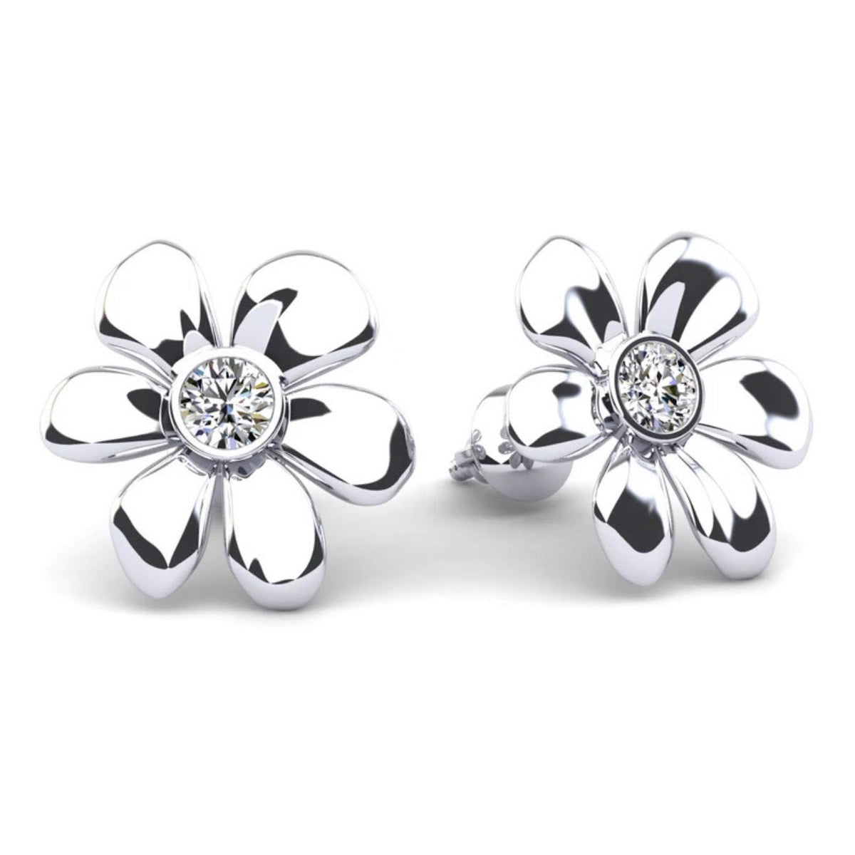Floral Diamond Studs- Choice of Lab or Natural Diamonds -.12ct to.57ct TW - Lab or Natural Diamond Earrings