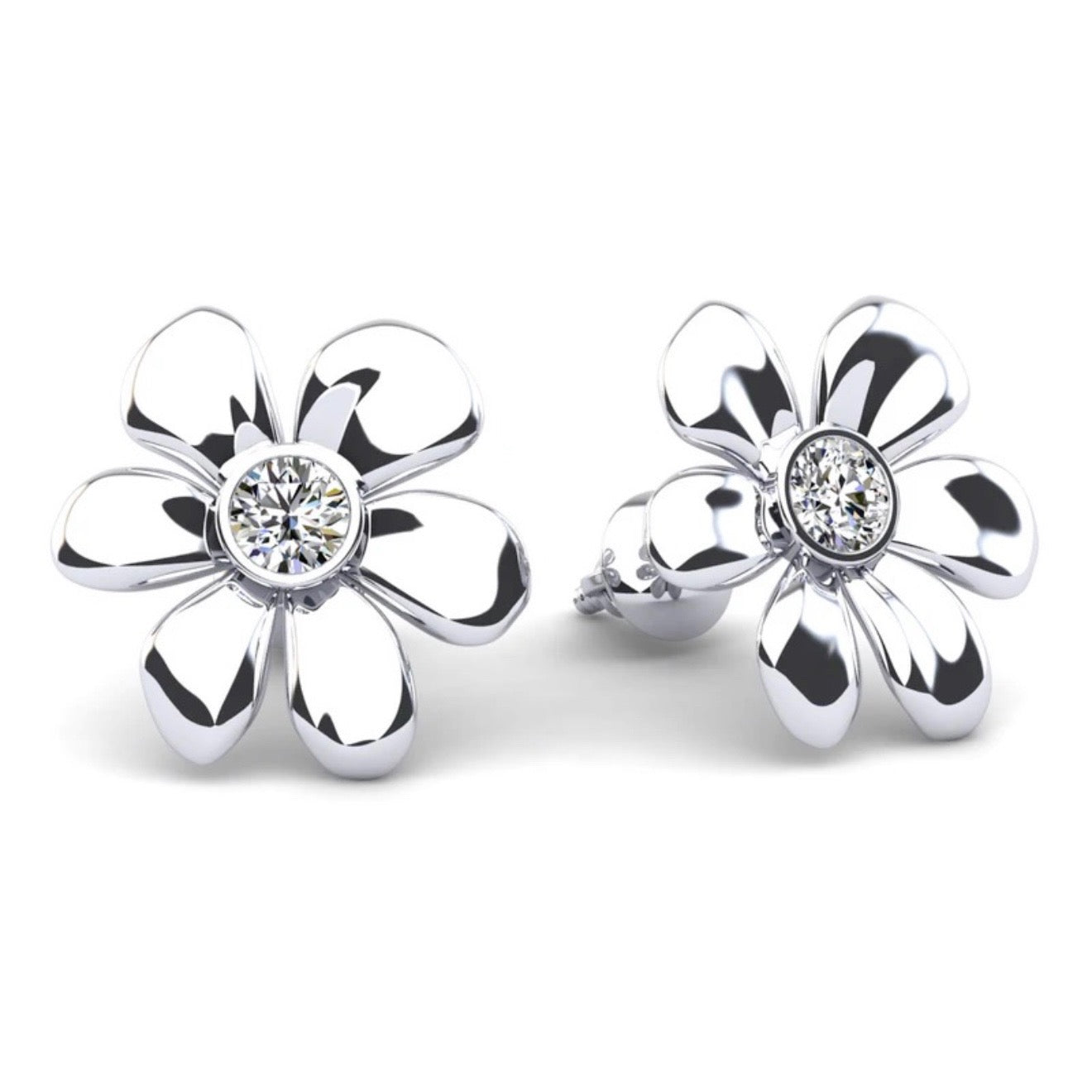 Floral Diamond Studs- Choice of Lab or Natural Diamonds -.12ct to.57ct TW - Lab or Natural Diamond Earrings