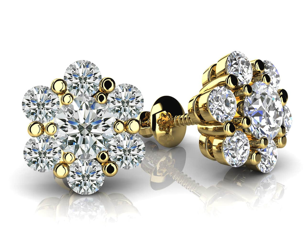 Flower Shape Diamond Cluster Stud Earrings – view 2 of 2