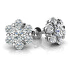 Flower Shape Diamond Cluster Stud Earrings- Choice of Lab or Natural Diamonds -.50ct to 1.46ct TW - Lab or Natural