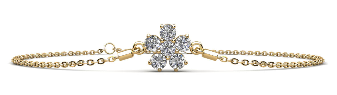Flower Shaped Diamond Adjustable Bracelet- Lab or Batural Diamonds -.96ct Total Weight - Lab or Natural Bracelet