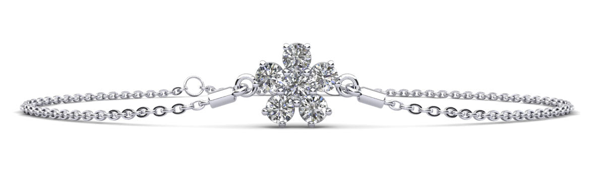 Flower Shaped Diamond Adjustable Bracelet- Lab or Batural Diamonds -.96ct Total Weight - Lab or Natural Bracelet