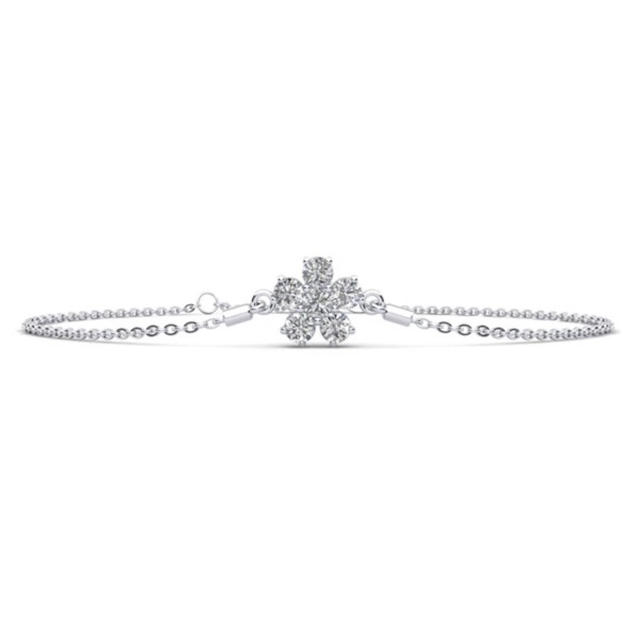 Flower Shaped Diamond Adjustable Bracelet- Lab or Batural Diamonds -.96ct Total Weight - Lab or Natural Bracelet
