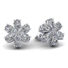 Flower Shaped Stud Earrings with Pear Shape Stones- Choice of 1.97ct / 2.54ct or 3.64ct - Lab Diamond Stud Earrings