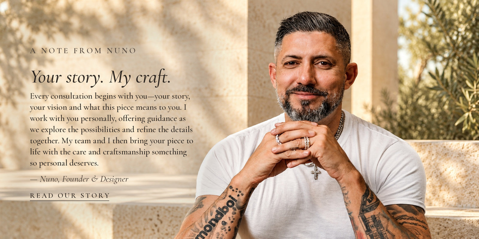 A note from Nuno, founder and designer of diamondboi: Your story. My craft.
