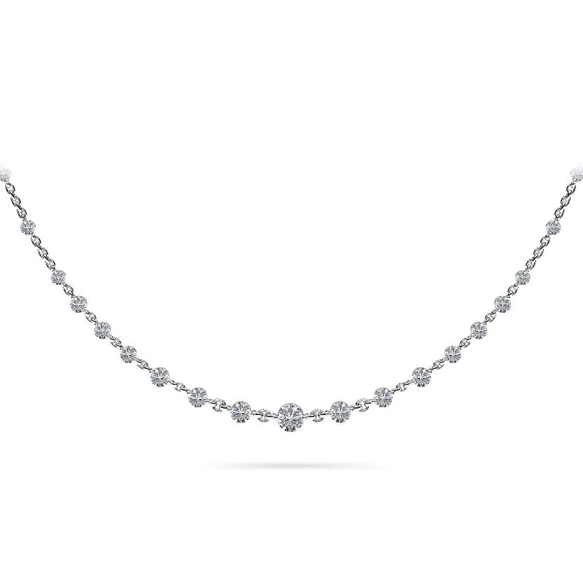 Graduated Diamond And Chain Link Necklace- Choice of 4.05ct to 6.18ct TW - Lab Diamonds - Lab Diamond Necklace