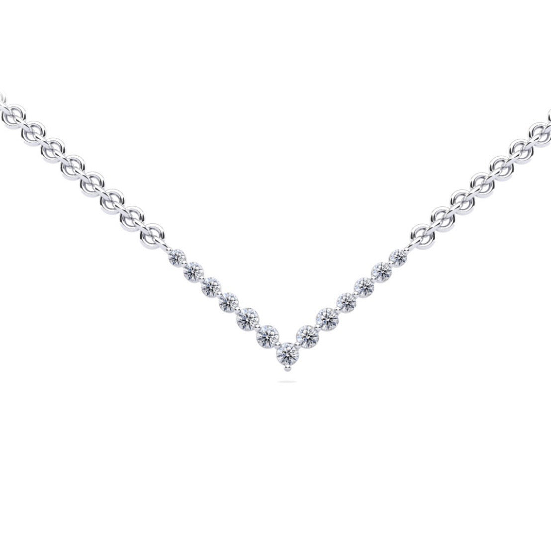 Graduated V-Neck Diamond Necklace -Avaialble in 2.42ct - Lab Diamond Tennis Necklace