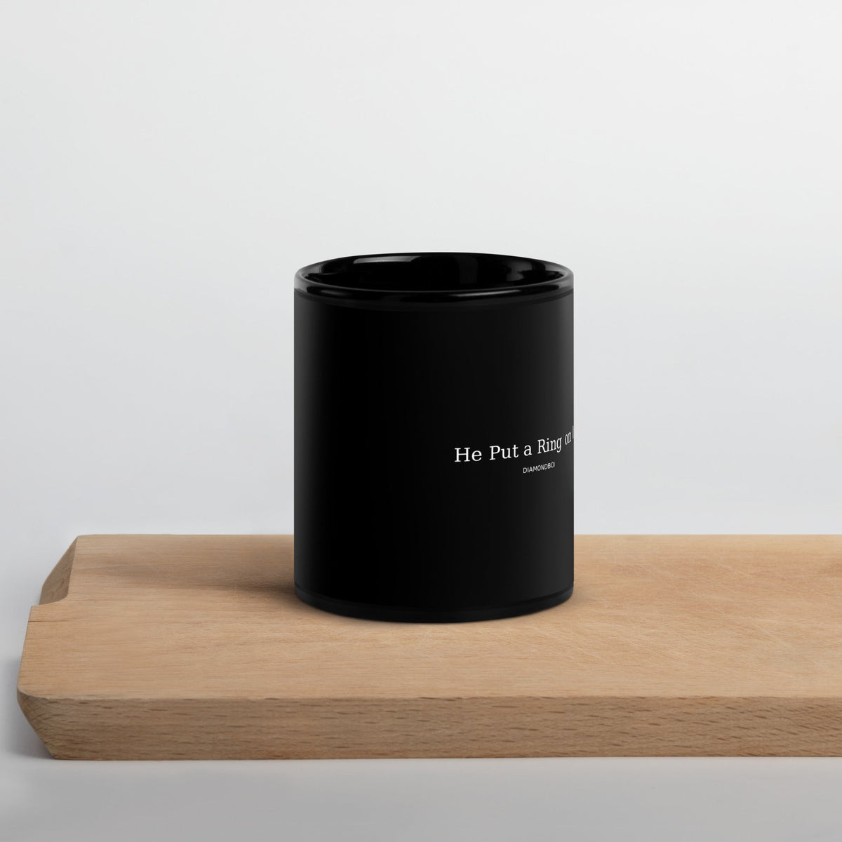 "He Put A Ring On It" Black Glossy Mug – view 2 of 12