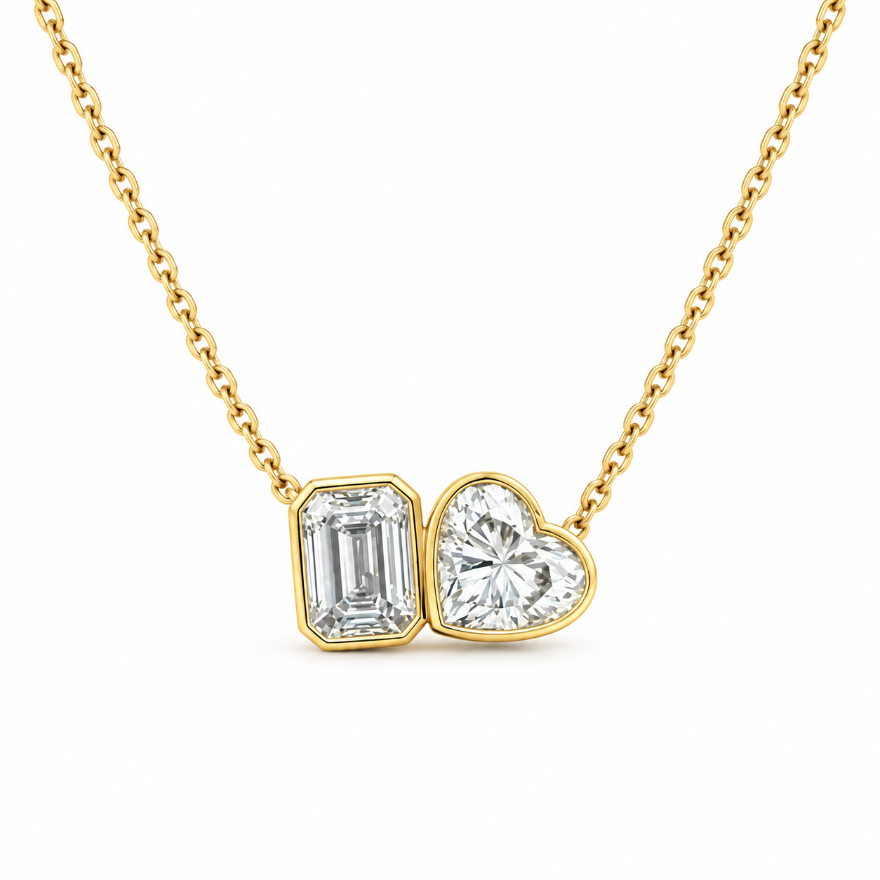 Heart and Emerald Toi Et Moi Necklace – view 1 of 3