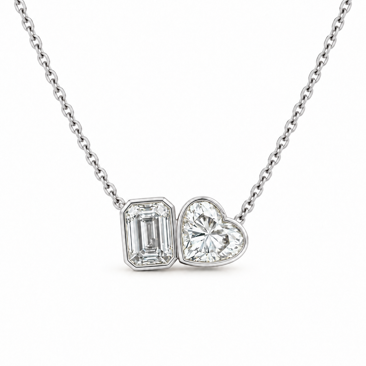 Heart and Emerald Trois Et Moi Necklace | 2.00ct TW - Lab Diamond Necklace