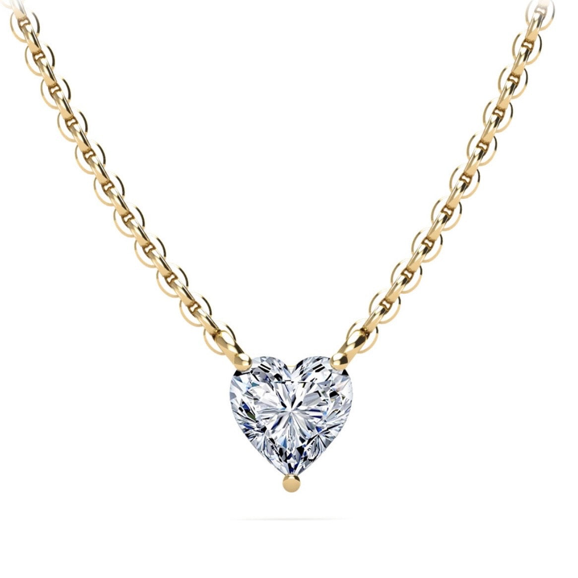 Heart Diamond Solitaire Pendant - Available in.25ct to 2.00ct - Lab Natural Necklace