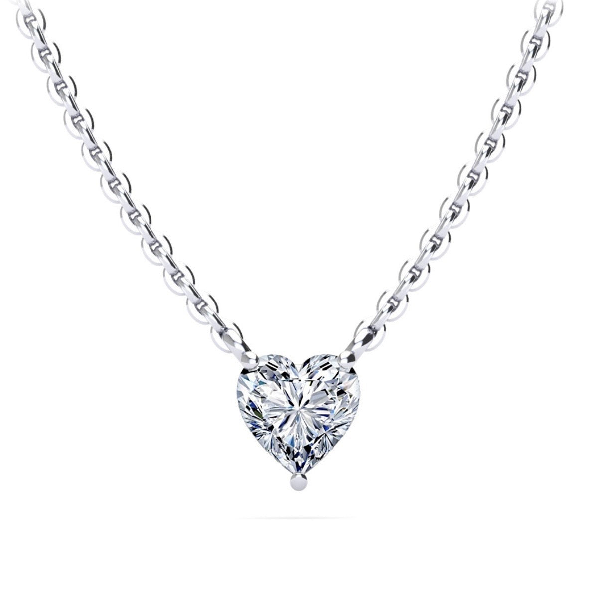 Heart Diamond Solitaire Pendant - Available in.25ct to 2.00ct - Lab Natural Necklace