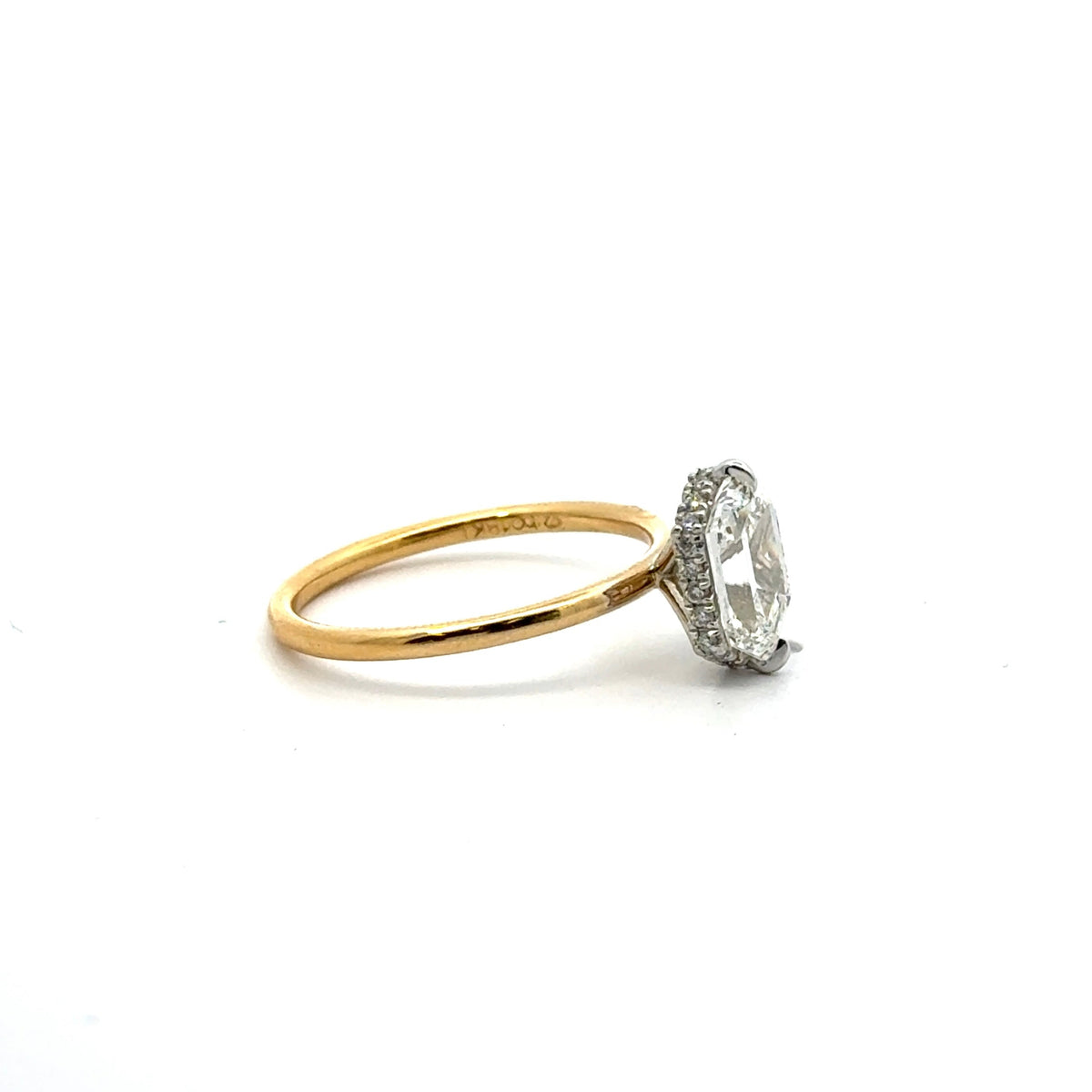 Hexagon Cut Lab Diamond Wrap Around Reverse Halo Design- Choice of 1.00ct / 1.50ct / 2.00ct or 2.50ct Centre Diamond
