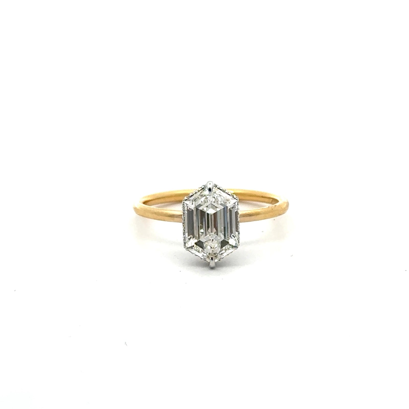 Hexagon Cut Lab Diamond Wrap Around Reverse Halo Design- Choice of 1.00ct / 1.50ct / 2.00ct or 2.50ct Centre Diamond