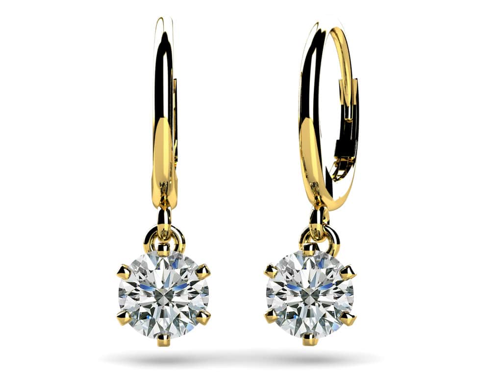 Lab Diamond 6-Prong Prong Diamond Drop Earrings- Choice of White Gold or Yellow Gold -.24ct to 2.00ct Total Weight