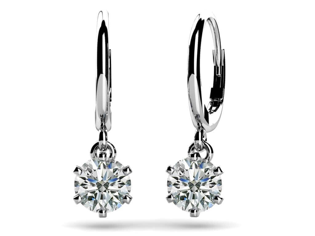 Lab Diamond 6-Prong Prong Diamond Drop Earrings- Choice of White Gold or Yellow Gold -.24ct to 2.00ct Total Weight