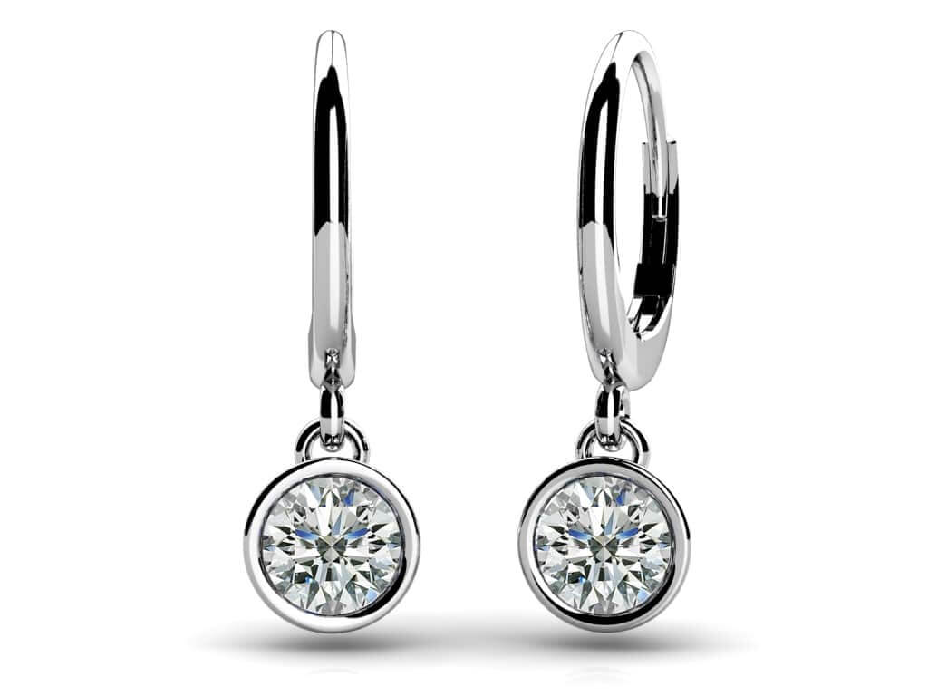 Lab Diamond Bezel Set Prong Diamond Drop Earrings- Choice of White Gold or Yellow Gold -.24ct to 2.00ct Total Weight
