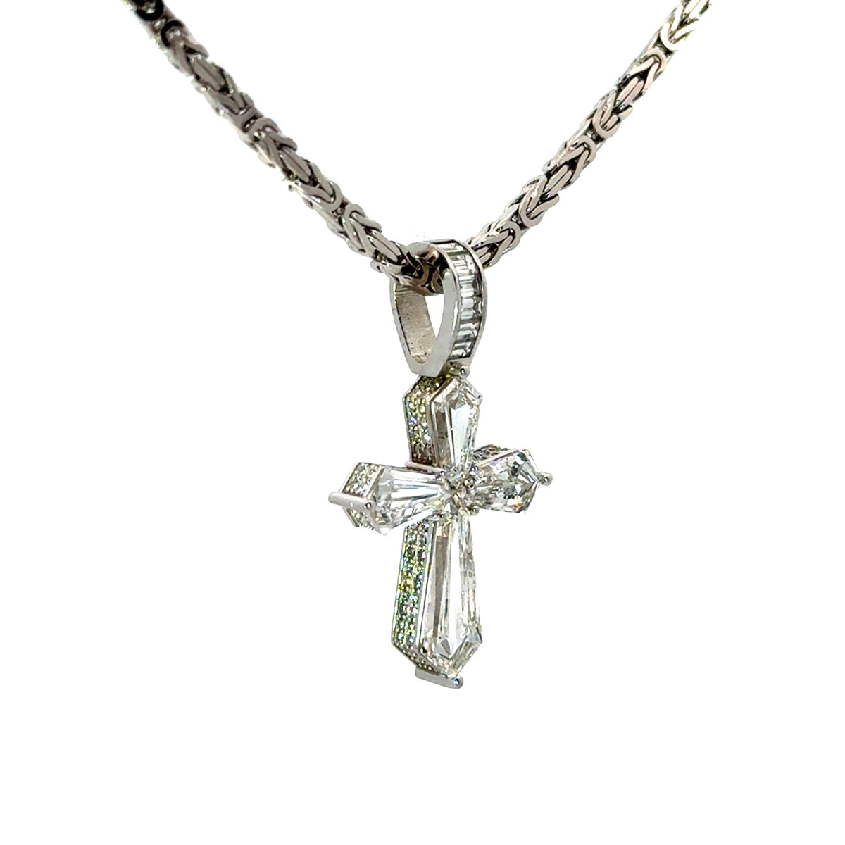 Lab Diamond Cross - Choice of White or Yellow Gold - Approx 4.5ct Total Weight - Lab Diamond Necklace