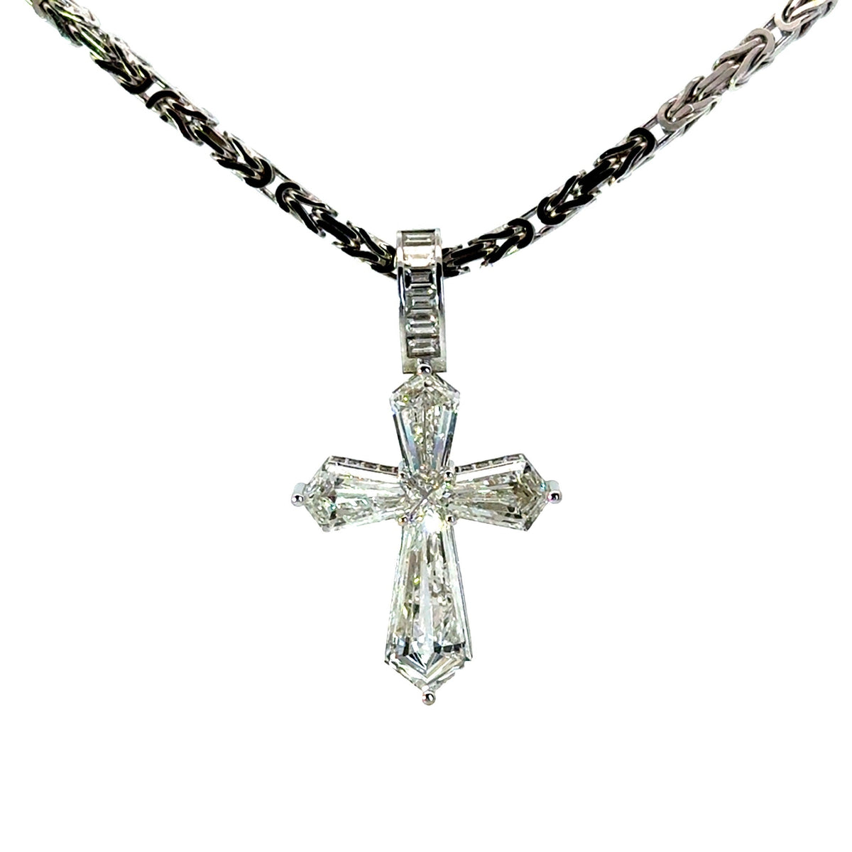 Lab Diamond Cross - Choice of White or Yellow Gold - Approx 4.5ct Total Weight - Lab Diamond Necklace